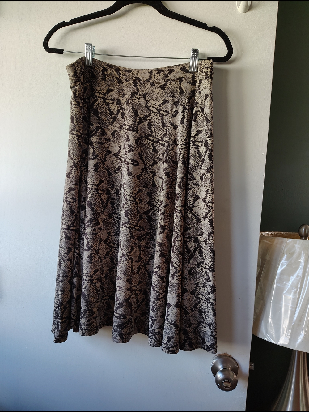 Michael Kors Neutral Snake-Print A-Line Midi Skirt